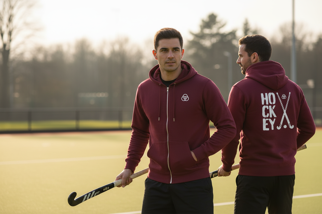 Mann mit Hockey-Hoodie vorne und hinten